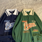 Letter Printed Collar Loose Trendy Sweater