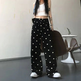 High Waist Heart Full Printed Wide Leg Loose Pants