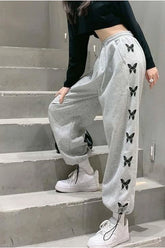 Loose Butterfly Side Printed Hip Hop Sweatpants