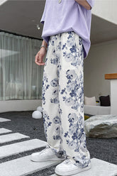 Pantalones casuales holgados con estampado floral para hombre
