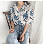 Retro Kurzarm Sommer Bluse Shirt
