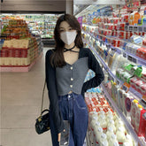 Sexy Long Sleeve Two Style Combination Cropped Shirt