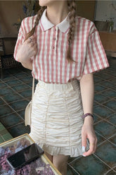 Kawaii Cute Pink Plaid Shirt