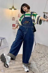 Wide Leg Cute Embroidered Jeans Jumpsuits