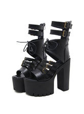 Schnalle Schnürschuhe Damen Sommerschuhe High Heels