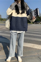 Retro Big Striped O-Neck Sweater