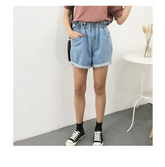 Elastische Denim-Shorts mit hoher Taille