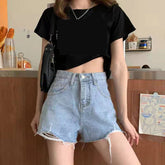 High Waist Ripped Shorts Jeans