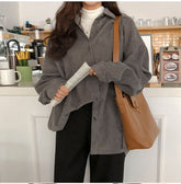 Loose Long Sleeve Retro Colors Corduroy Shirts