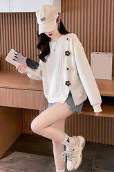 Flower Spliced O-Neck Retro Sweater