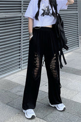 Butterfly Hole Pattern Casual Long Pants