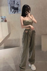 Rope Waist Casual Jogger Sweatpants