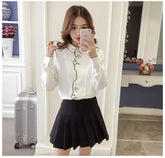 Langärmliges Hemd mit Katzenmuster-Stickerei