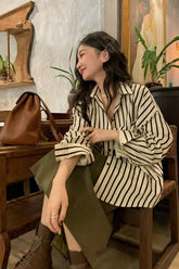 Long Sleeve Elegant Striped Classic Blouse Shirt