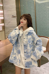 Chaqueta vaquera holgada estilo tie-dye