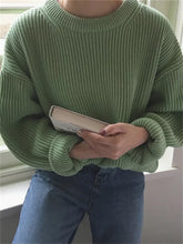 Langärmliger Vintage-Pullover mit O-Ausschnitt