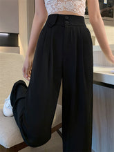 High Waist Button Up Loose Office Long Pants