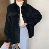 Long Sleeve Retro Thick Corduroy Blouse Shirt