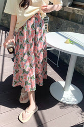 Rosa Blumen Muster Elegante Lange Röcke