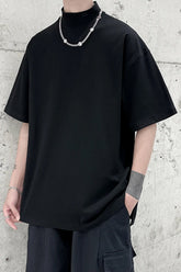 Short Sleeve Solid Hip Hop Men Turtleneck Shirts