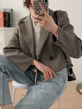 Long Sleeve Elegant Plaid Office Blazer Jacket