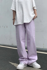 High Waist Wide Leg Purple Jeans Pants