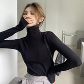 Long Sleeve Turtleneck Slim Cropped Shirt