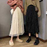 Langer Boho-Rock mit Rüschen und hoher Taille