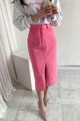 High Waist Front Split Pencil Denim Skirts