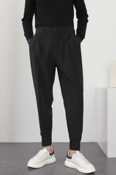 Slim Casual Small Feet Pleated Men Pants