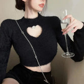 Suéter corto con forma de corazón y colores dulces