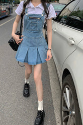 Sexy Cute Folds Denim Mini Dress