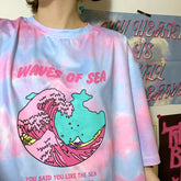 Waves Of Sea Printed Tie Dye Loose Shirt