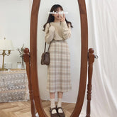 Vintage karierter langer Bleistiftrock