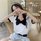 Cute Bow Kawaii Puff Sleeve Blouse Shirt