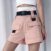 Cargo-Shorts mit hoher Taille und Gürtel mit Taschenschnalle