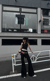 Low-Rise Flare Pants with Floor-Length Hem