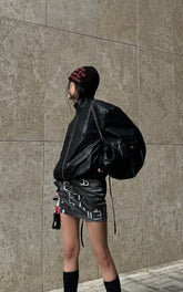 Belt-Print Mini Skirt