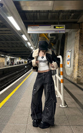 Multi-Pocket High-Rise Cargo Jeans