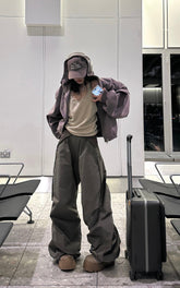 Paratrooper Draped Wide-Leg Pants