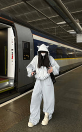 Grey-Blue Hoodie Sweatpants Set