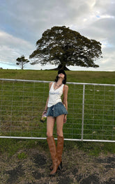 Ribbed Cotton Slim Racer Tank Top