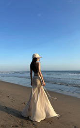 Asymmetric Drape Midi Skirt