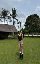 Sculpted Rib Tank Top with Harness Back Detail