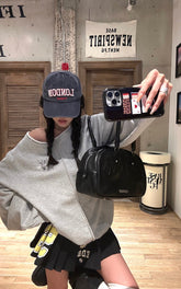 Oversized Grey Sweatshirt with Embroidered W Logo