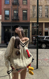 Oversized Varsity Knit Sweater
