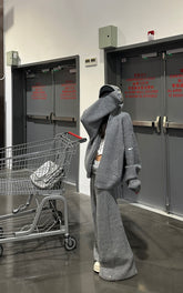 Oversized Knit Hoodie and Wide-Leg Pants Set