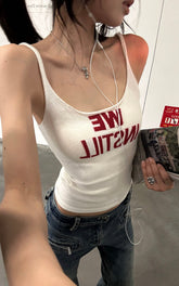 Textured Knit Tank Top with “WE INSTILLâ€?Jacquard Logo