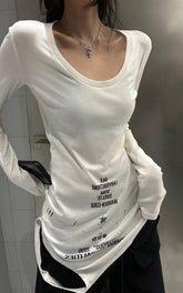 Graphic Cutout Long Sleeve Tee