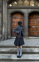 Pleated Pinstripe Skirt